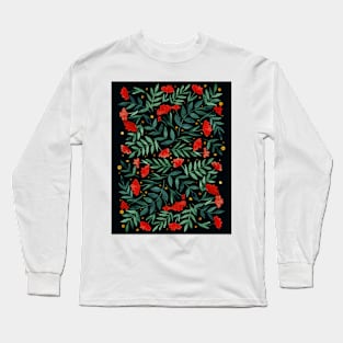 Magical garden - red, green, black Long Sleeve T-Shirt